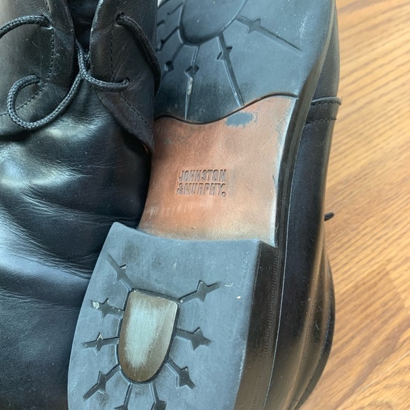 Johnston & Murphy Leather Black Shoes Mens 10.5 Ankle Formal Footwear Italian - Picture 3 of 4